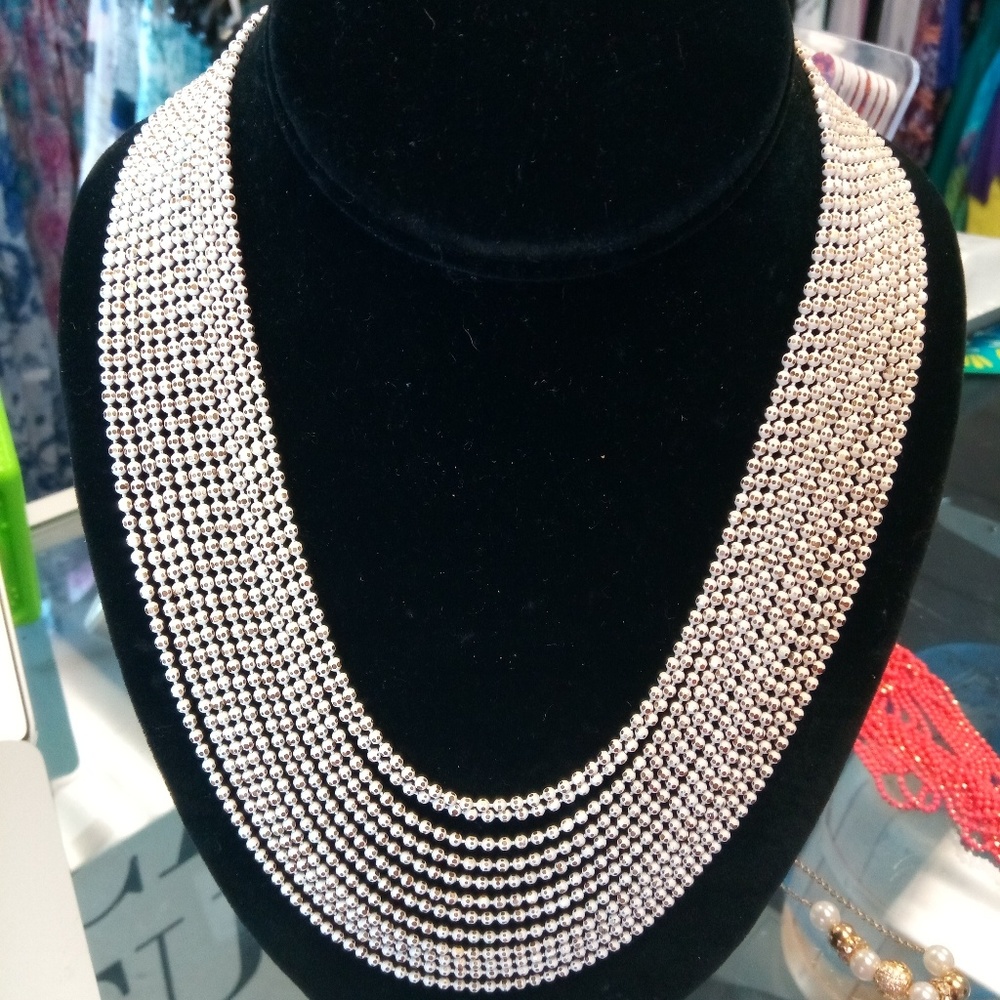 CLEARANCE- White Metal Necklace with Gold Accents Chain
